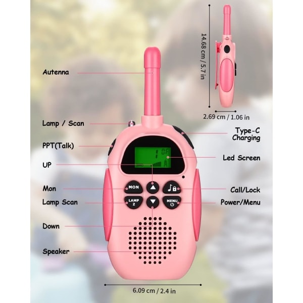 XJ-2 børne walkie talkie, genopladelig walkie talkie, børn udendørs