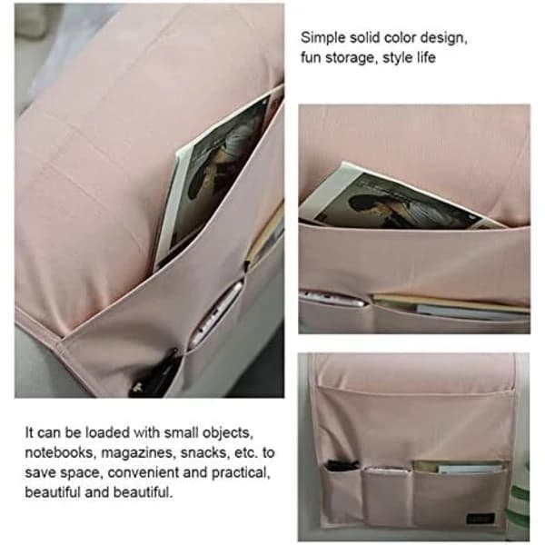 Rosa Sofa Armlæns Organizer, Multifunktionel Foldbar Taske
