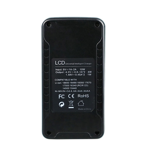 XJ-Batterioplader med LCD til batteri 18650 / AA / AAA / 17670 mm