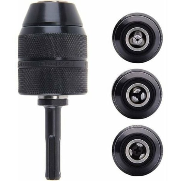 KZQ SDS Plus Adapter 2-13mm Hurtigudløser Selvspændende Borepatron Professionel Kraftig 1/2-20UNF Hurtigudløser Nøglefri Borepatron med SDS Adapter