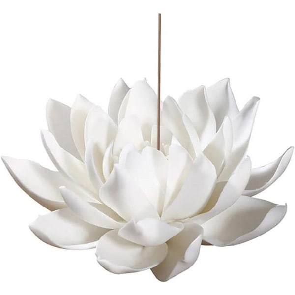 XJ-3,9 tommers hvit lotus keramisk røkelsesbrenner blomst røkelsesbrenner pinneholder for yogastudio stue hjemmeinnredning
