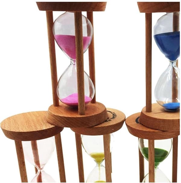 Sand Timer Sæt med 6 Træ Timeglas Timer 30s 1 2 3 5 10 Minutter Farverigt Sandur til Børn Tandbørstning Læring Madlavning Spil