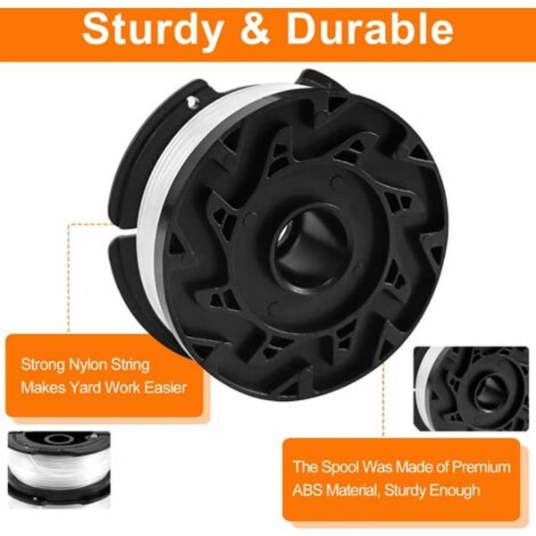 XJ-Nylonspole Reservdel för Black and Decker A6481 A6485 AF-100 trimmer (trådlängd 9,1 m diameter ⌀ 1,65 mm) (Black & Decker AF-100, 4-pack)