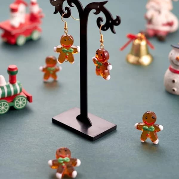10 stk. Gingerbread Man Glasperler Jule Lampwork Glas