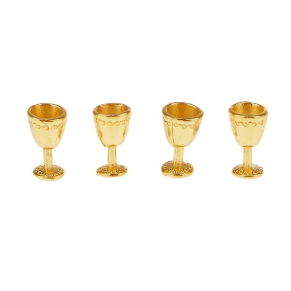 4 stk Miniatyrgyldne Metallbegre for Dukkehus