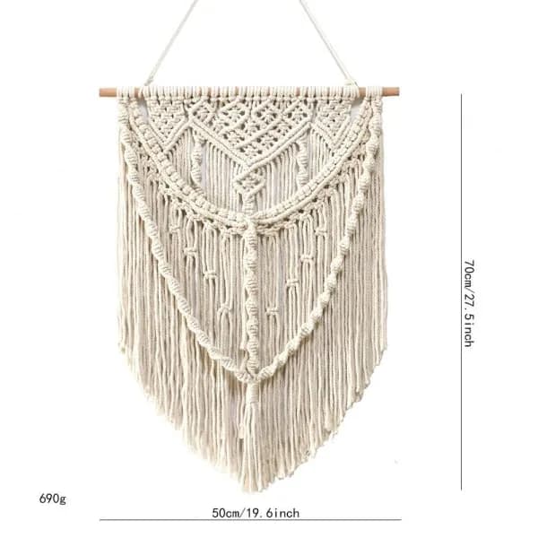 Gobeläng macramé väggbonad, höjd: 700 mm, handgjord, boho väggdekoration