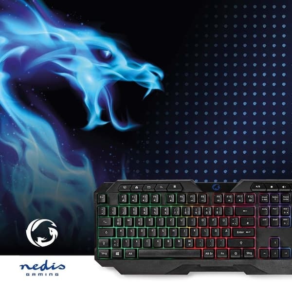 XJ-Kablet Gaming Tastatur | USB Type-A | Membrantaster | LED | QWERTZ | DE Layout | USB-strøm | Strømkabellengde: 1,30 m | Multimedia