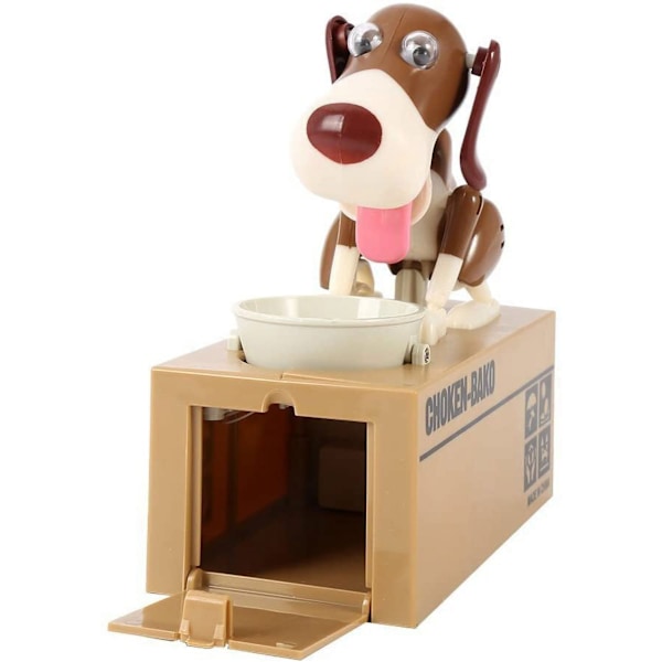 XJ-Bästa presenten robot hund sparbössa, sparbössa för barn, hund spargris (brun)