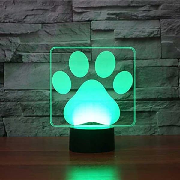 3D Hundepote Model Natlampe Touch 7 Farveskiftende LED Sølv L