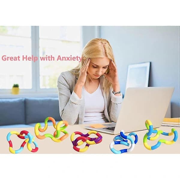 Tangles Sensoriska Fidget Leksaker - 6 st Flerfärgade Vridbara Fidget Leksaker
