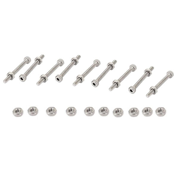 XJ-100 stk. Metriske M2 Hex Møtrikker 304 Rustfrit Stål Fastgørelse Din934 Til Bolt & 20 stk. M2 X 20mm Lange Hex S