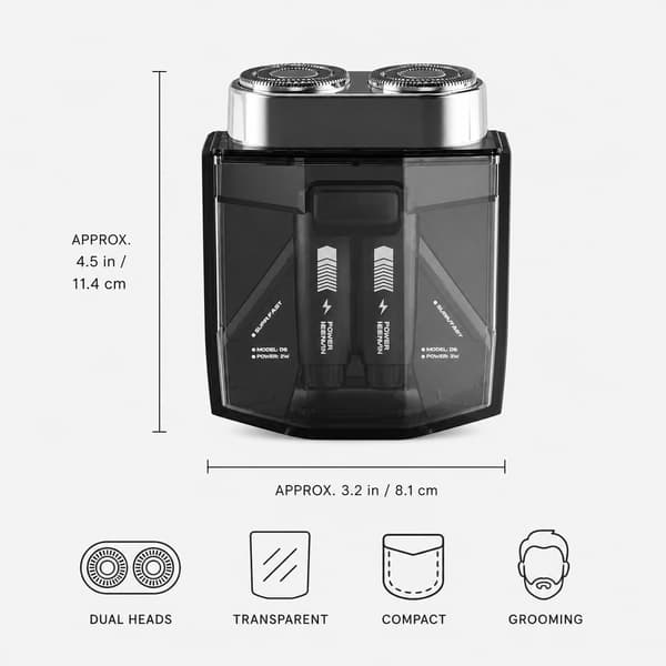 Läpinäkyvä musta sähköparranajokone, 1 kpl TSD018 Transparent Black