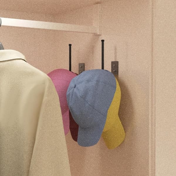 2-pakning hatthyller for baseballcaps, rustfritt stål organizer for caps, hatteholder (svart)