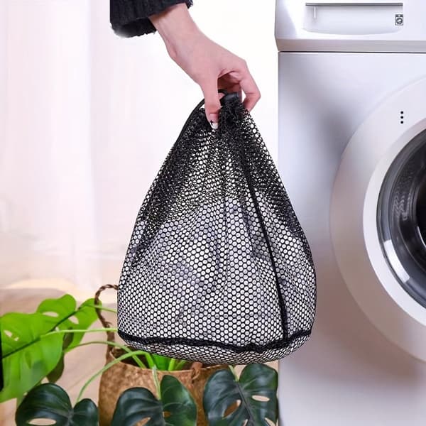 3-pak holdbare vaskeposer i net, velegnet til vaskemaskiner, sort, 40 x 30 cm