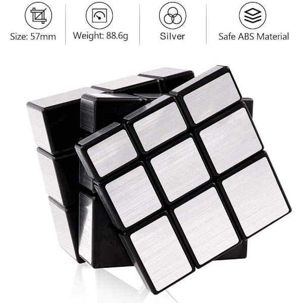 Magisk Kube 2x2x2 3x3x3 Puslespill Kube Speilblokk Pakke Uregelmessig Speedcube Ujevn 3D Puslespill Kube Leker Sølv (2-Pakning)
