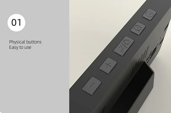 Digital projektionsväckarklocka med stor LED-display, dubbla larm, snooze och 180° projektor för sovrum, svart