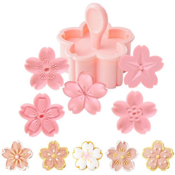 XJ-Kageforme 5 stk Sakura Blomster Kageforme Biscuit Bageforme til Sukkerpasta, Slik, Kagedekoration