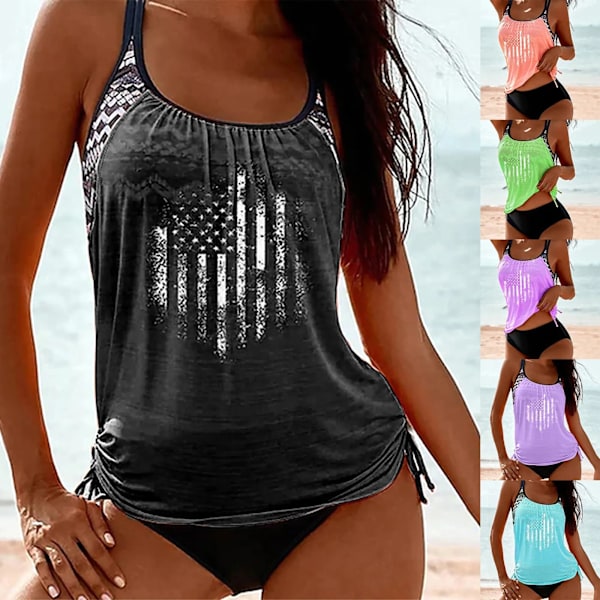 Tankini-set för damer i oversize-modell, tvådelad baddräkt, elegant vadderad baddräkt, hög midja, baddräkt med bh-toppar, baddräkter för unga damer