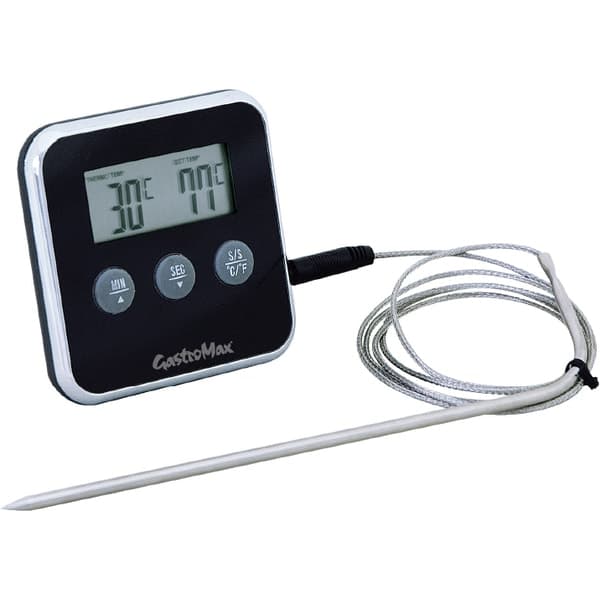 Kökstermometer/ugnstermometer med timer, digital Gastromax Black Svart