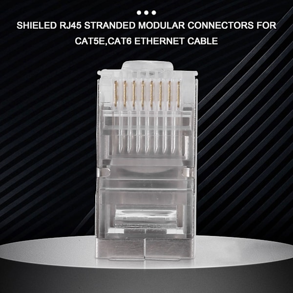 XJ-Suojattu RJ45-liitin Cat5e Cat6 Puristettava Ethernet-liitin Stp 8p8c Modulaarinen Kristallipääpistoke 100 kpl