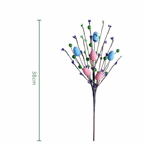 Kunstig Påskesprayranke med pastel påskeæg og bær - Dekorative forårsblomsterstængler - stk.
