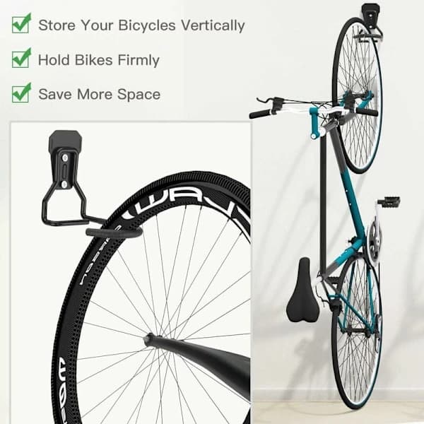 Bike Hooks Bundle, Iron Hangers, Heavy Duty L-Shaped Storage Wall Mount, Practical Vertical Bicycle Rack for Home Garage, Black