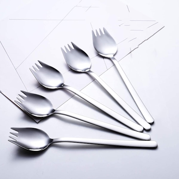 XJ-Rustfri Sporks - Sæt med 5, Titan, 8.2\", Udendørs Camping