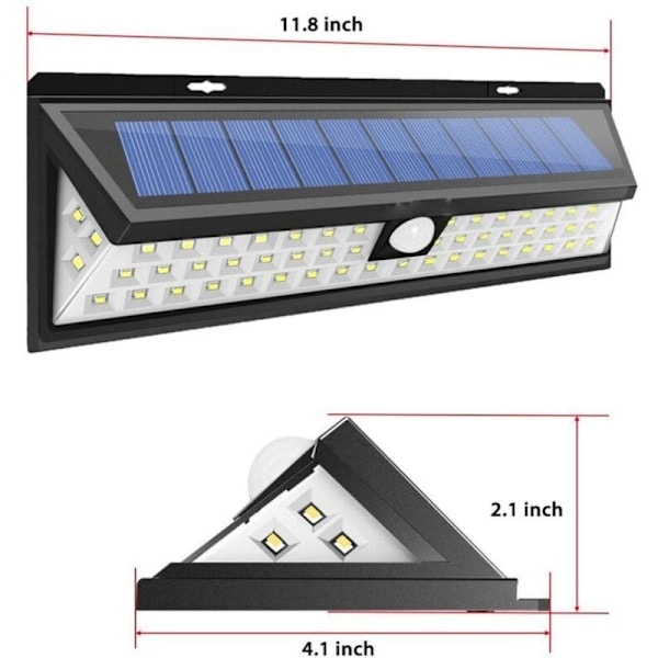 Solar Væglampe - 118 LED Solcellelampe 1000 Lumen Væglampe PIR Bevægelsessensor IP65 Vandtæt Udendørs Have..DEBUNS