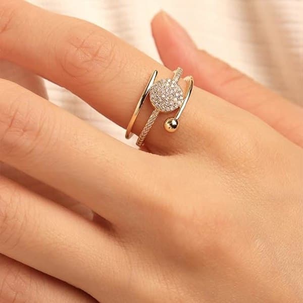 Justerbar åben ring til kvinder - Illusion Multi Circle Simuleret Diamant Cub Zirconia Mode Kostume Smykker Gave til Bal Fest