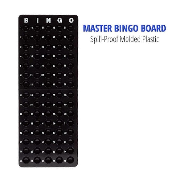 Deluxe Bingo -pelisetti, jossa 15 cm bingohäkki, bingonumerotaulu, 75 värillistä palloa, 50 bingokorttia kuten kuvassa