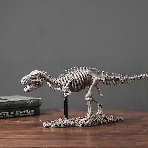 Simuleringsfossil af dinosaurskelet, statue, dyr, harpikshåndværk, ornament, innovativ til hjemmet