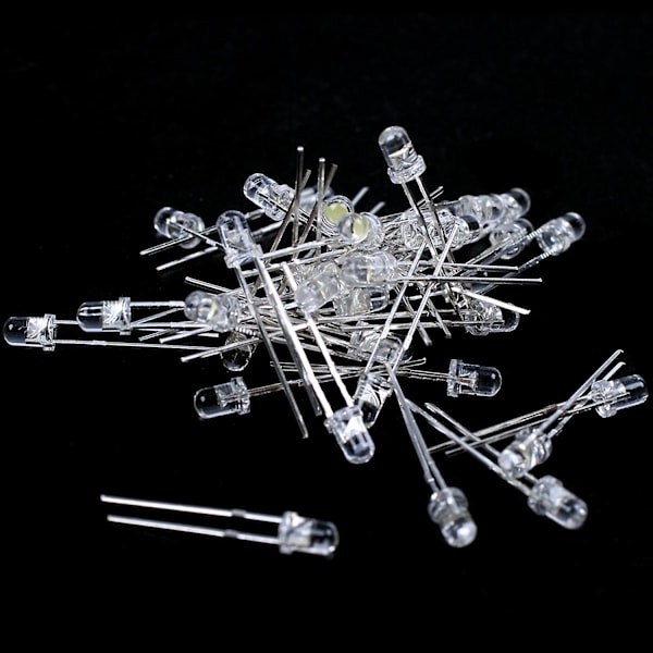 XJ-40 Stykker 3mm Hvit LED Lampe Lysdiode DC 2.5v-3v
