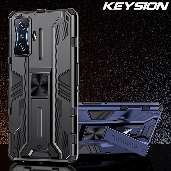 KEYSION Iskunkestävä Armor -kotelo Xiaomi POCO F4 GT F4 5G F3 GT:lle Silikoni + PC-tukijalka puhelinkotelo Redmi K50 Gaming K40 Pro:lle