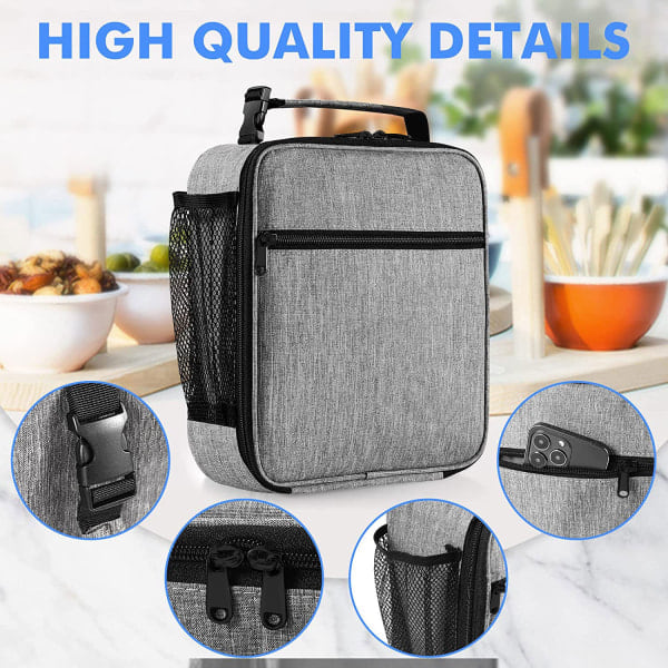 XJ-CDQ Isolerad Lunchväska Rolltop Lunchbox Tote Lunchväska för Ljusgrå