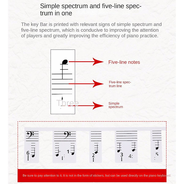 XJ-Piano Noteguide for nybegynnere, avtakbare notelapper for piano keyboard 61 tangenter i full størrelse, trenger ikke å limes