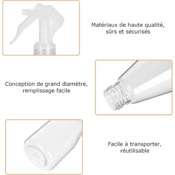 Tom Sprayflaske 200ml, 6-pakning med tomme sprayflasker i plast, Sprayflaske for desinfeksjonsmiddel, hagearbeid, rengjøring