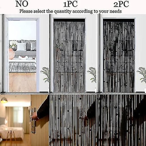 Pärlgardiner (svart 100 * 200cm), Flugdraperier för dörrar, fönster, rumsavdelare, dörröppningspaneler, vardagsrumsgarderobsdraperier