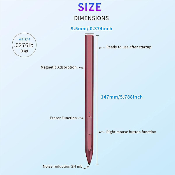 XJ-Stylus Penn Magnetisk For Surface Pro 3/4/5/6/7 Pro X Go 2 Book Latpop 4096 Trykknivåer Palm Reje