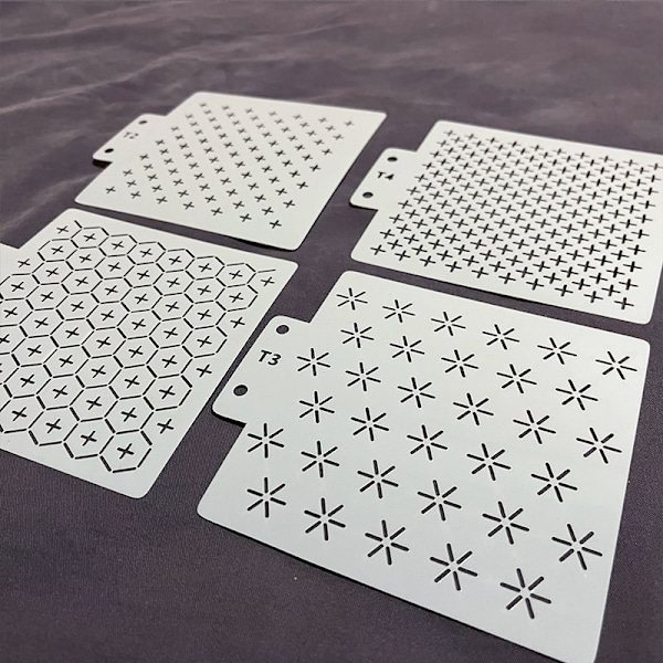 Akryyli sashiko -ompelumallit tilkkutöihin ja kirjontaan, 4 kpl, 2,5 mm paksuja