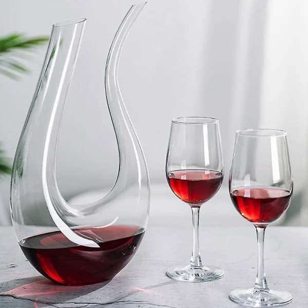 Håndblåst vinkaraffel Moderne krystallglass U-formet skrå karaffel