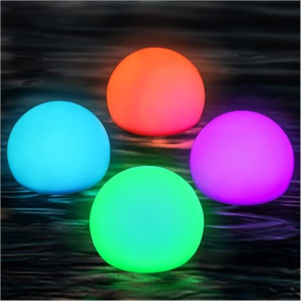 4-pack Flytande Poollampor, IP65 Vattentät med Fjärrkontroll, 16 Färgskiftande RGB LED, Perfekt som Present till Barn, för Pooler, Dammar och Fester.