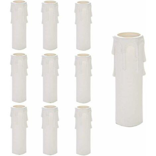 Plastkronelys, 10 stk kronelys dråpeformede lys, kronelysrør, dråpeformede lysrør, kronelysmansjetter, Chande