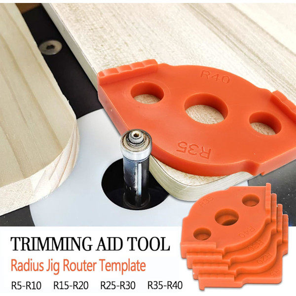 4 stk Trebearbeiding Halvsirkelformet Filet Hurtigposisjonerere, ABS Radius Jig Router Maler Hjørne Router Bit, for Rettvinklede Bilderammer, Bord, Brett...