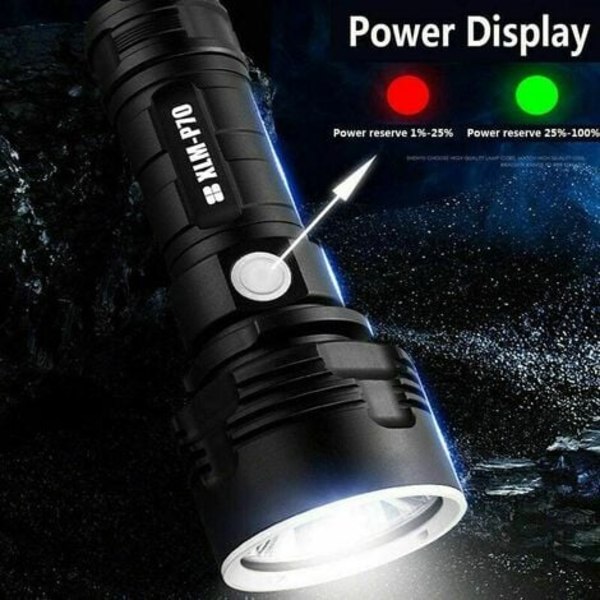 P70 ficklampa, ultra ljusstark med en effekt på 30000-100000 lumen, 3 ljuslägen (Enkelt batteri, 50W-P70)