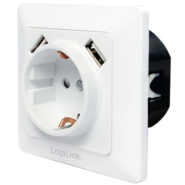 XJ-Veggkontakt 230V med 2xUSB 2,1A