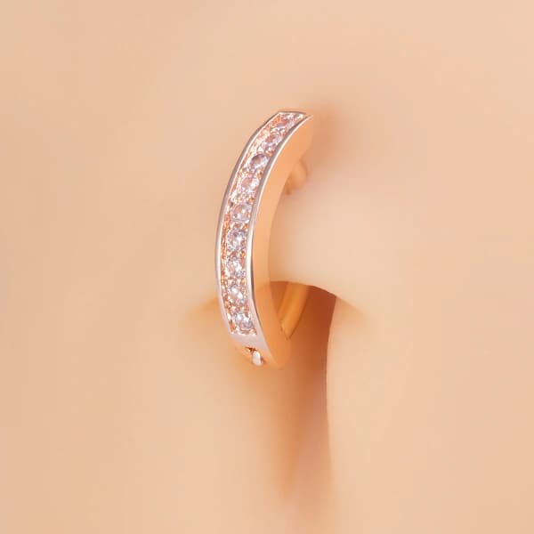 3-pak mikroindfattede zirkon navlepiercinger i rustfrit stål, 1,6*10 mm stang