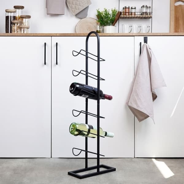 XJ-Vinstativ til 6 flasker i sort metal og LOFT-stil