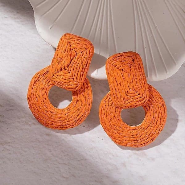 Statement Raffia Øreringe Søde Boho Øreringe Rattan Hængeøreringe
