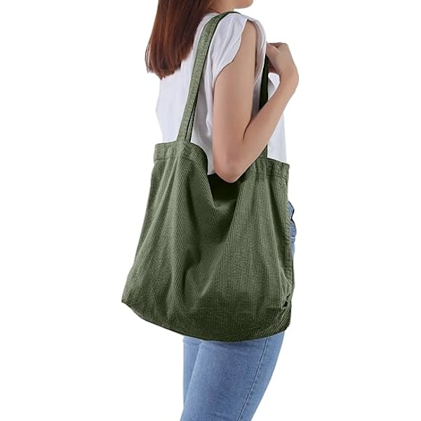 XJ-Cordfløyel Tote Bag for Kvinner Jenter Canvas Skuldervesker Søte Store Håndvesker