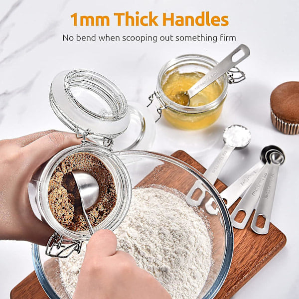 9 mittalusikkaa: U-Taste 18/8 ruostumattomasta teräksestä valmistetut mittalusikat (1/16 tl, 1/8 tl, 1/4 tl)